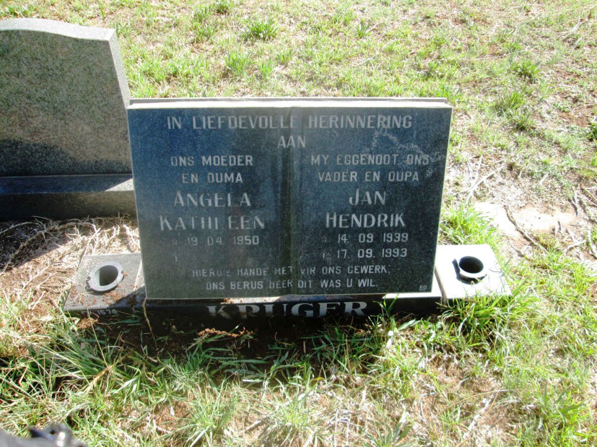 KRUGER Jan Hendrik 1939-1993 &amp; Angela Kathleen 1950-