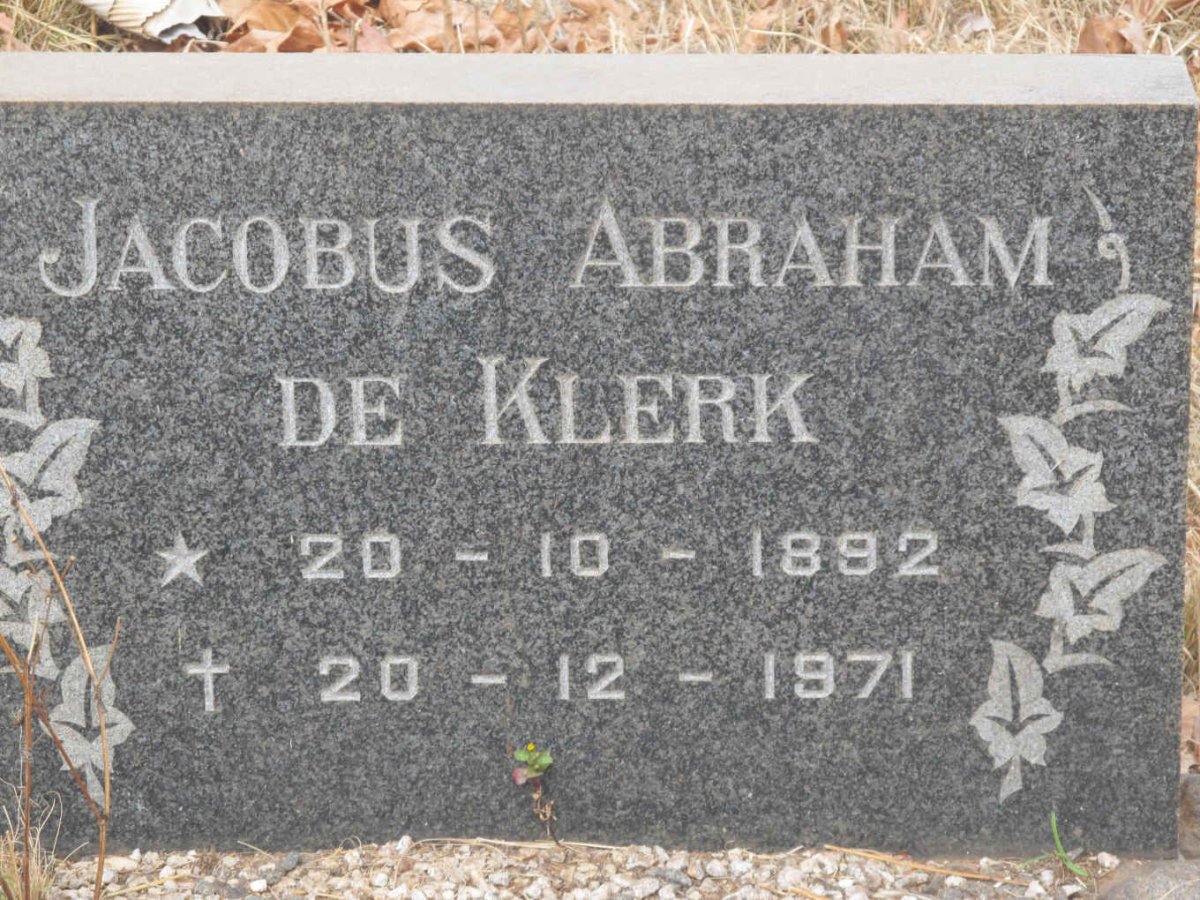 KLERK Jacobus Abraham, de 1892-1971