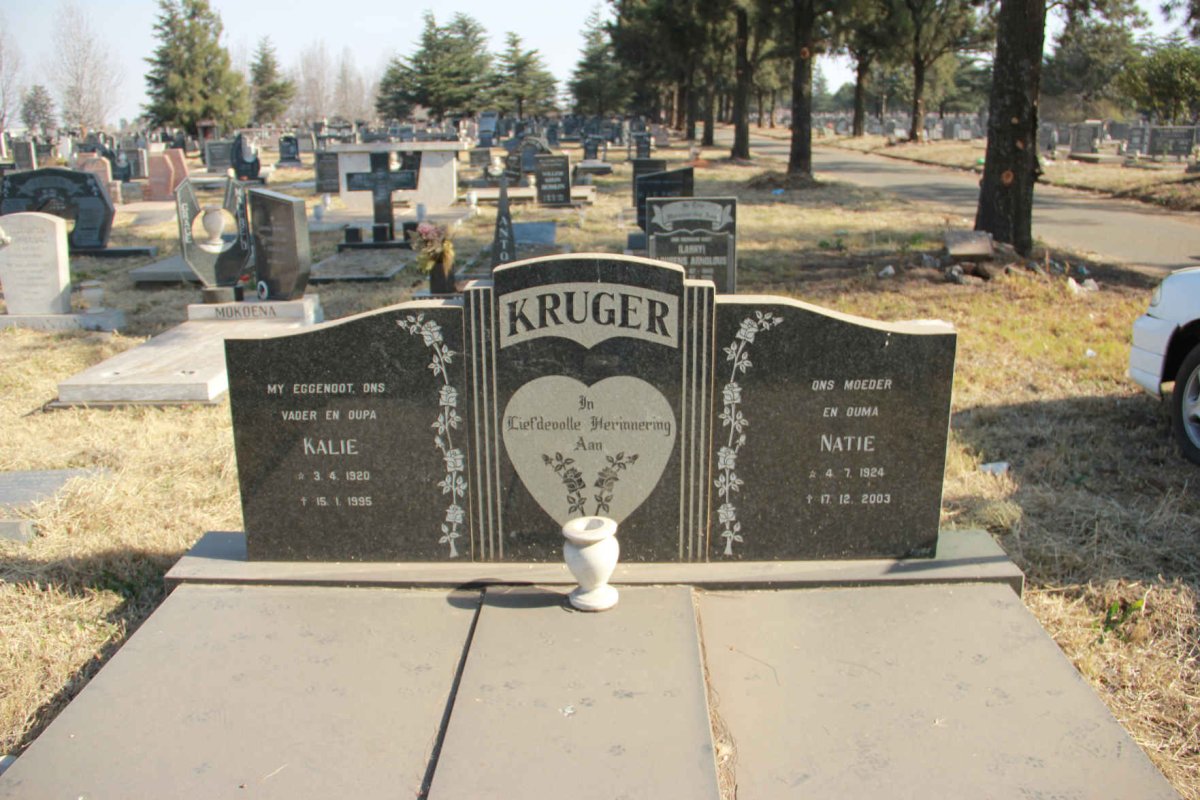 KRUGER Kalie 1920-1995 &amp; Natie 1924-2003