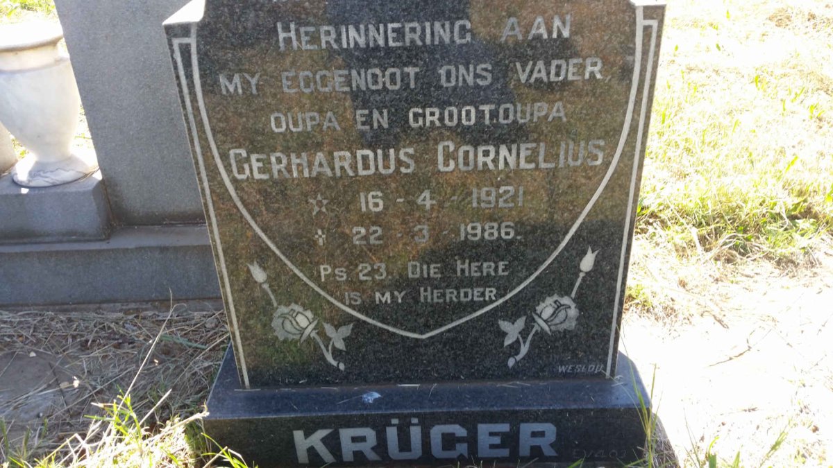 KRÜGER Gerhardus Cornelius 1921-1986