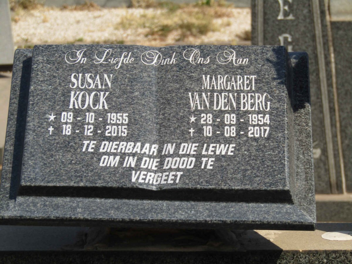 KOCK Susan 1955-2015  :: VAN DER BERG Margaret 1954-2017