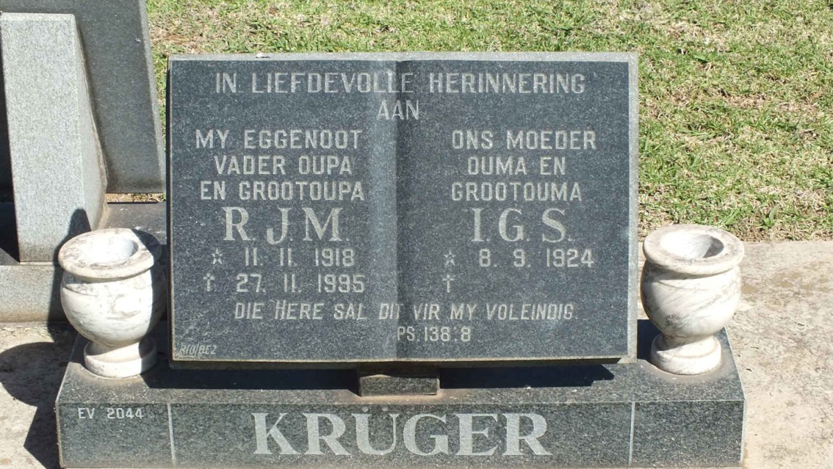 KRÜGER R.J.M. 1918-1995 &amp; I.G.S. 1924-