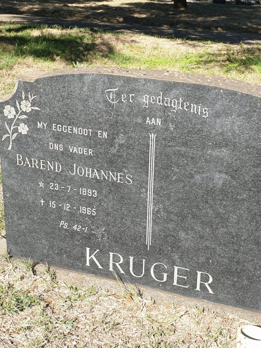 KRUGER Barend Johannes 1893-1965