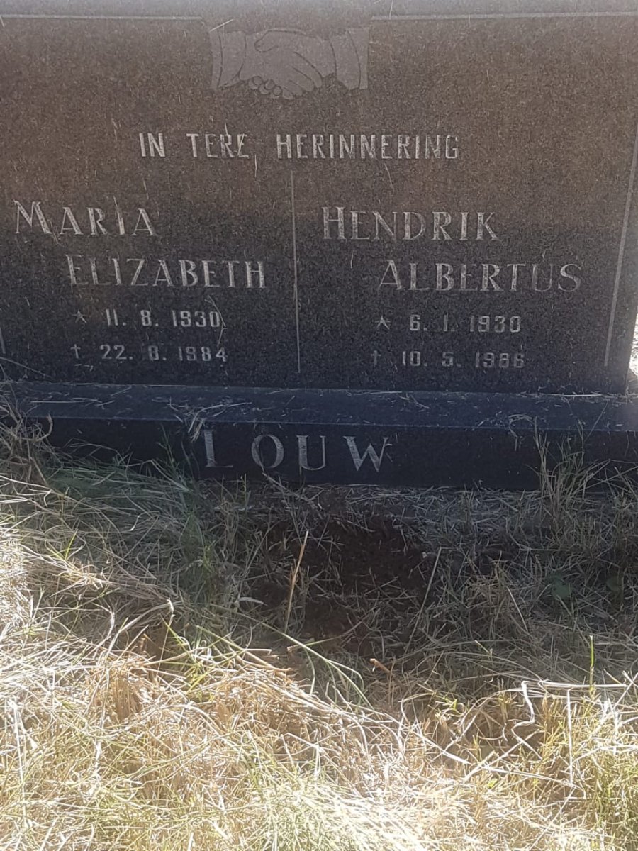 LOUW Hendrik Albertus 1930-1986 &amp; Maria Elizabeth 1930-1984