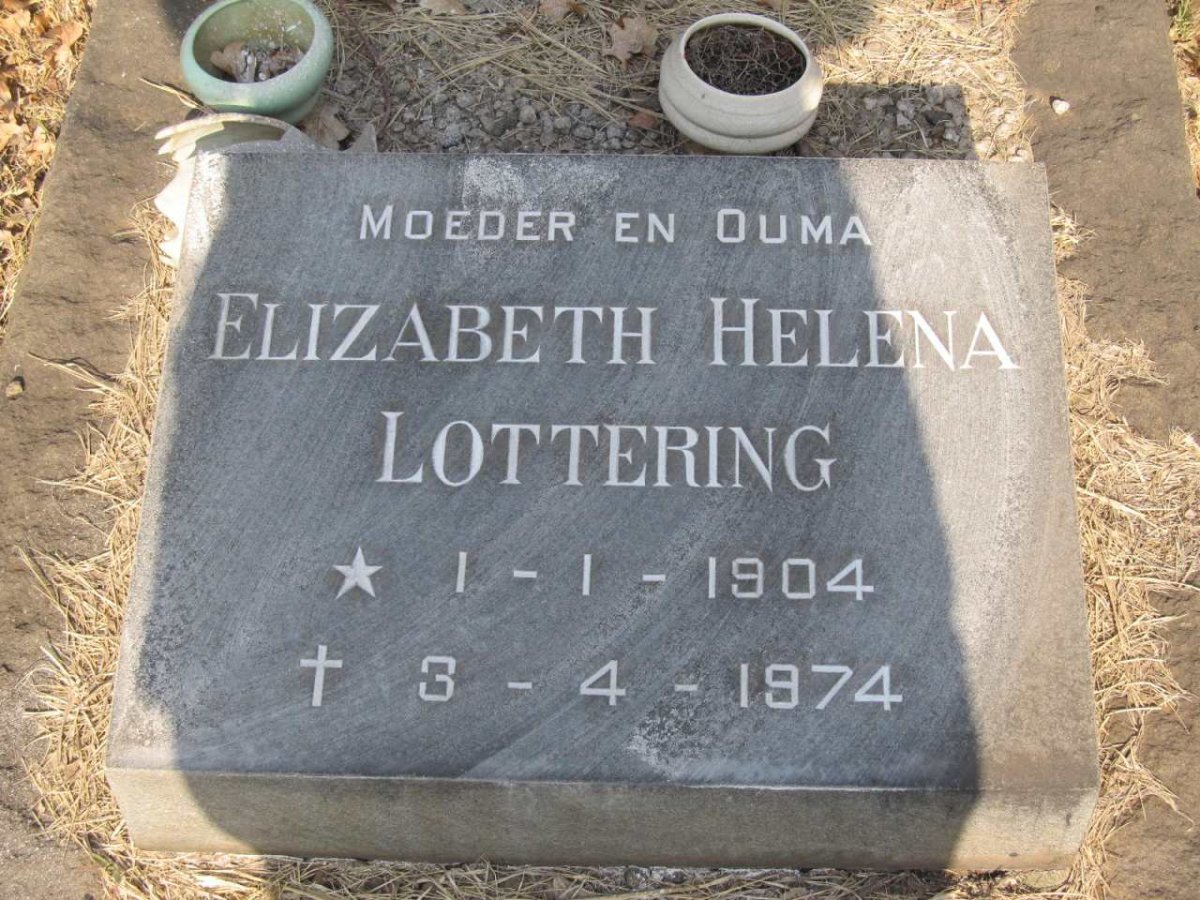 LOTTERING Coenraad W. 1907-1972 &amp; Elizabeth Helena 1904-1974