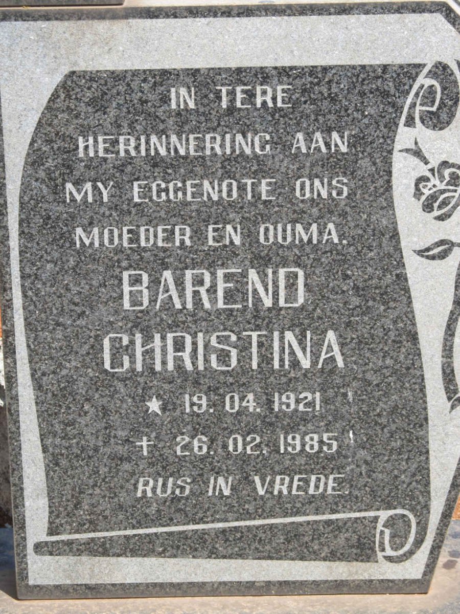 LINDE Pieter Frederik, v.d. 1911- &amp; Barend Christina 1921-1985