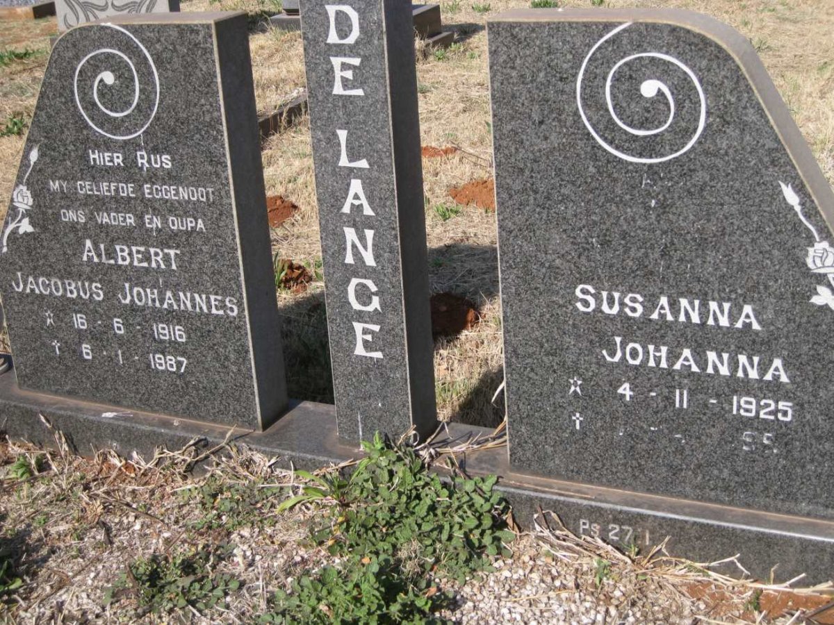 LANGE Albert Jacobus Johannes, de 1916-1987 & Susanna Johanna 1925-1955