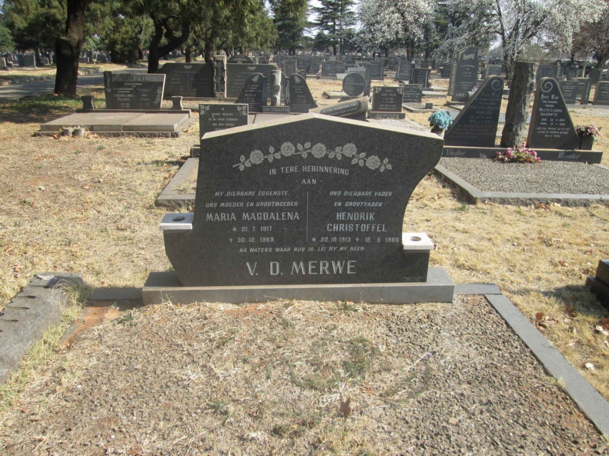 MERWE Hendrik Christoffel, v.d. 1913-1986 &amp; Maria Magdalena 1917-1969