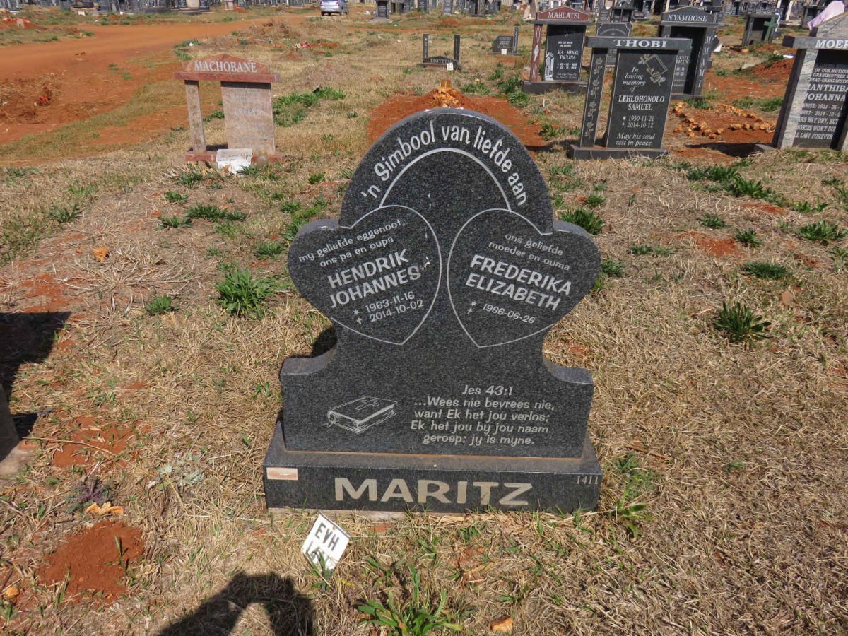 MARITZ Hendrik Johannes 1963-2014 & Frederika Elizabeth 1966- 