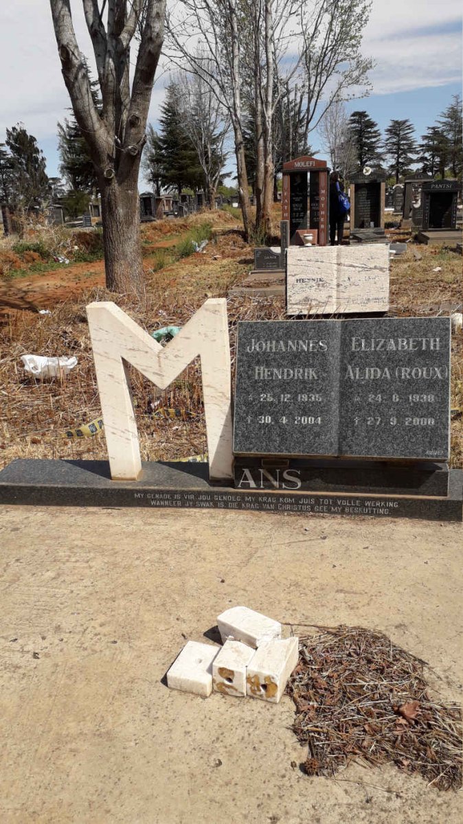 MANS Johannes Hendrik 1935-2004 &amp; Elizabeth Alida ROUX 1938-2000