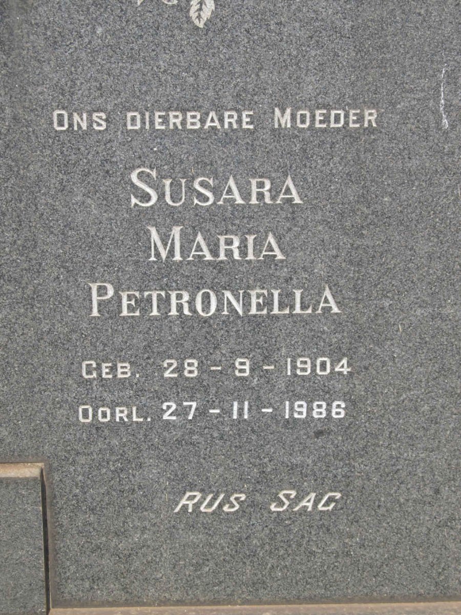 MARE Mathys Jacobus 1894-1968 &amp; Susara Maria Petronella 1904-1986