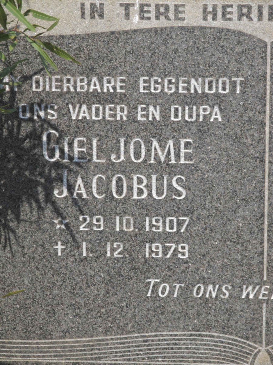 MERWE Gieljome Jacobus, van der 1907-1979 &amp; Susanna Johanna Maria 1907-1992
