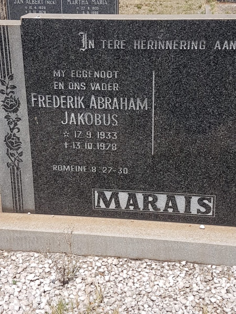 MARAIS Frederik Abraham Jakobus 1933-1978