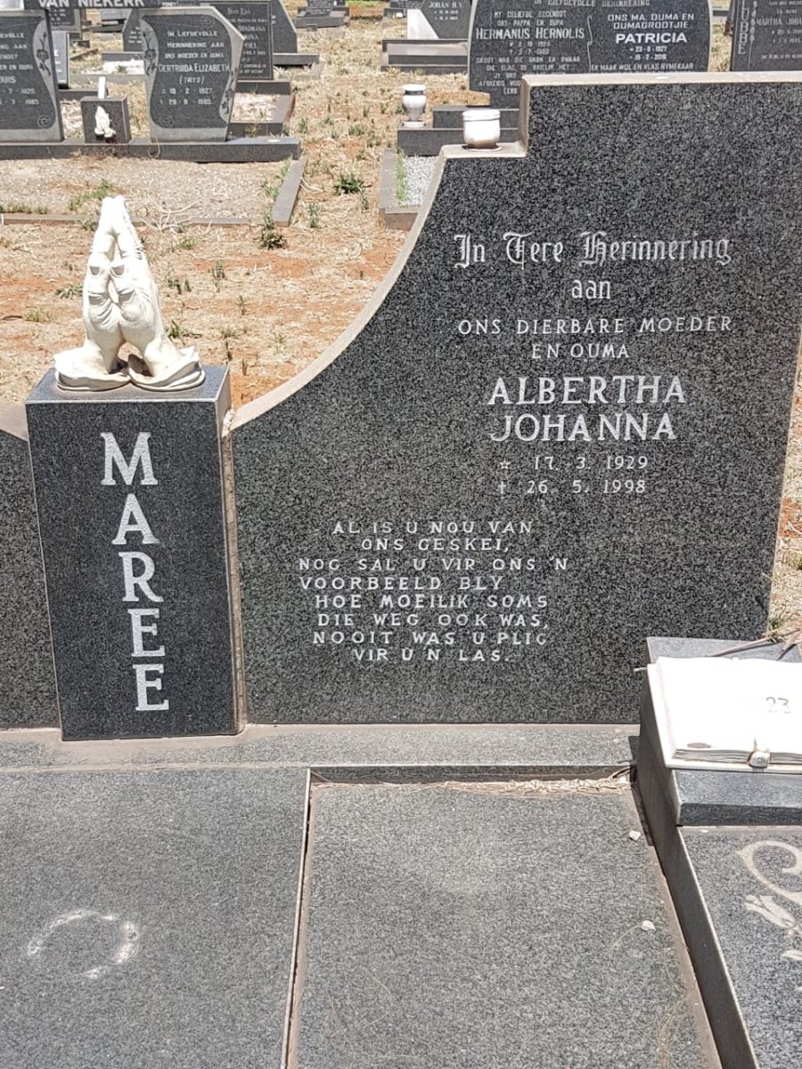 MAREE Albertha Johanna 1929-1998