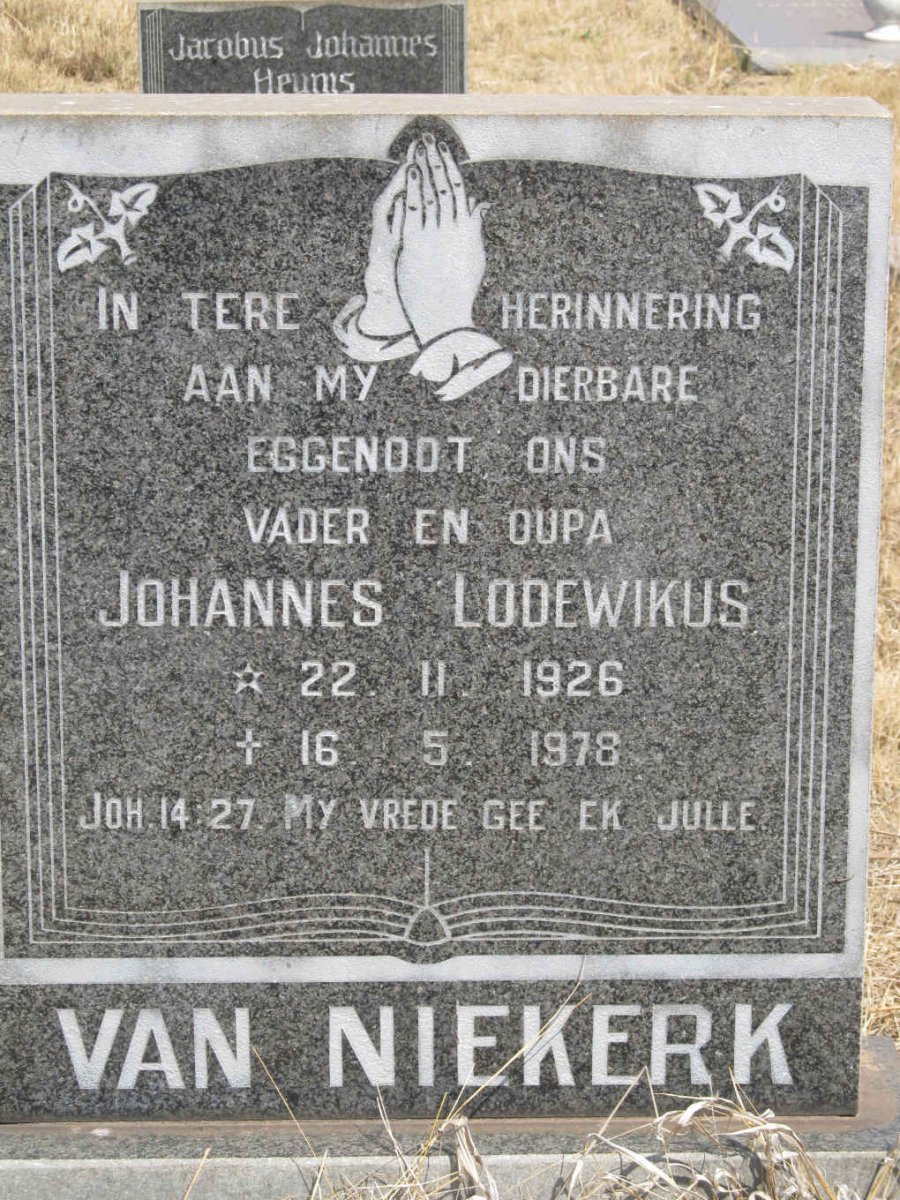 NIEKERK Johannes Lodewikus, van 1926-1978