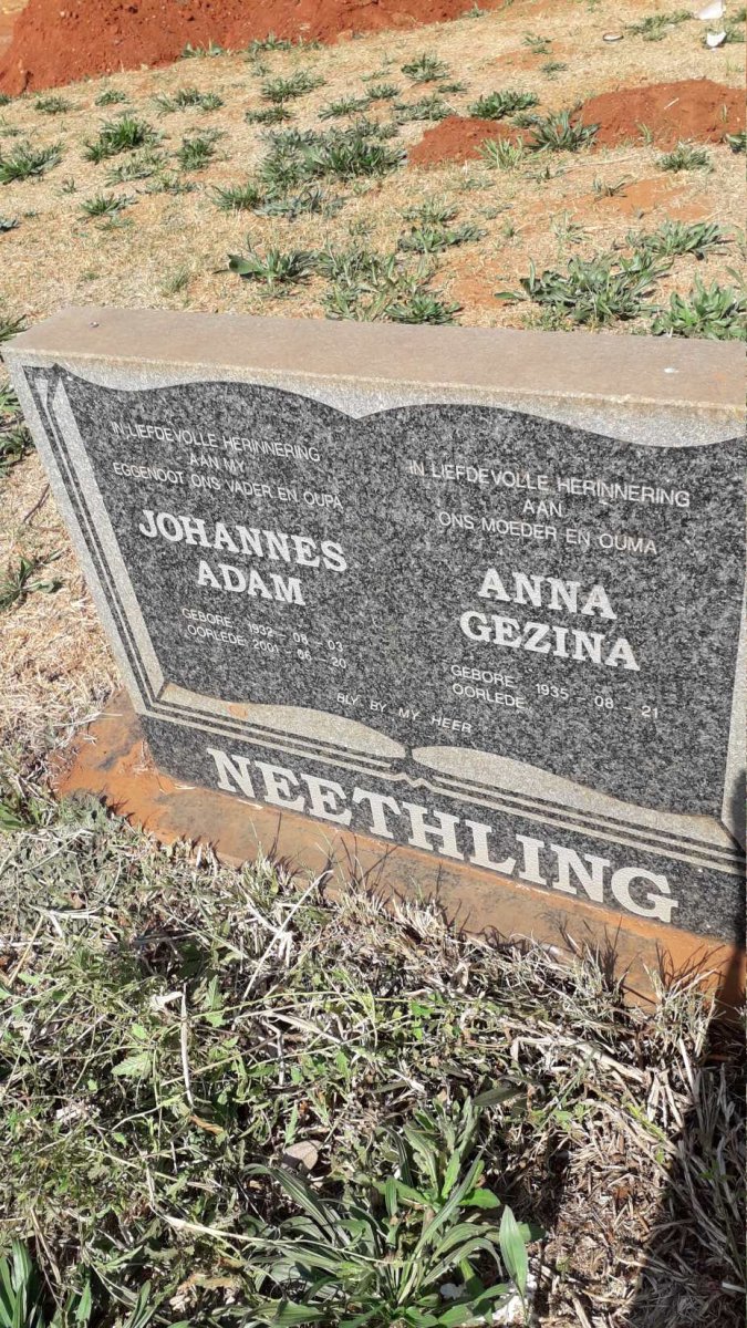 NEETHLING Johannes Adam 1932-2001 & Anna Gezina 1935- 