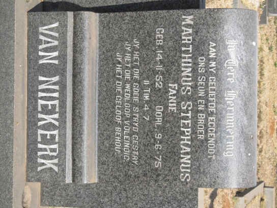 NIEKERK Marthinus Stephanus, van 1952-1975