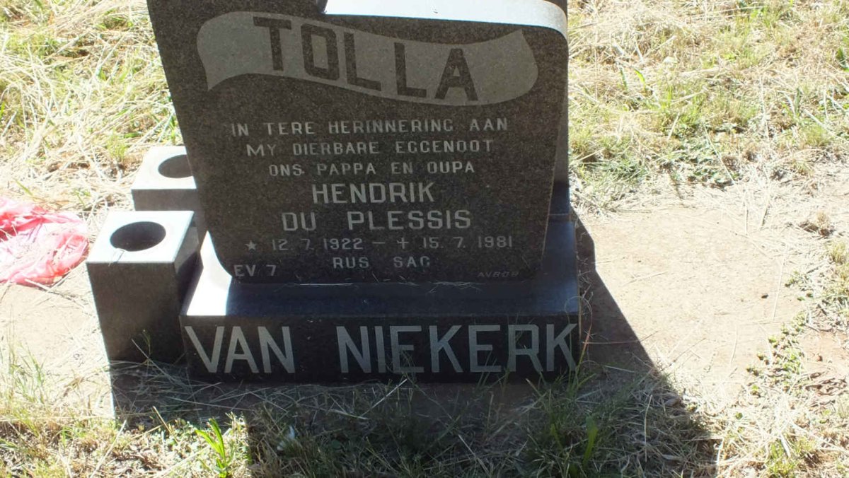 NIEKERK Hendrik du Plessis, van 1922-1981