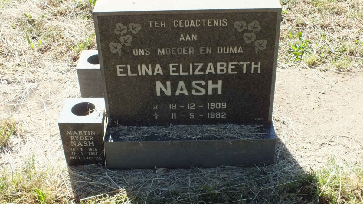 NASH Elina Elizabeth 1909-1982 :: NASH Martin Ryder 1940-2007