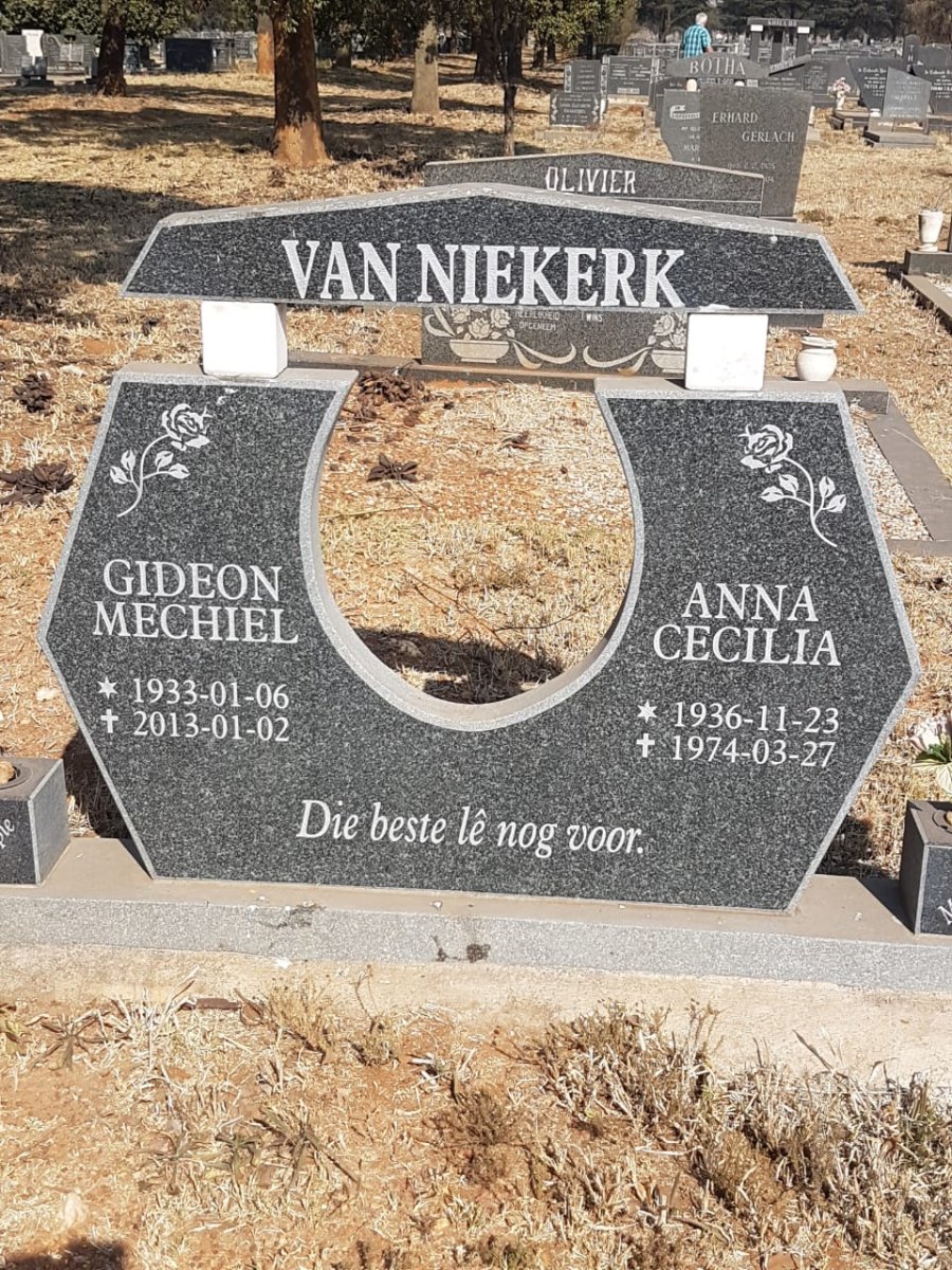 NIEKERK Gideon Mechiel, van 1933-2013 &amp; Anna Cecilia 1936-1974