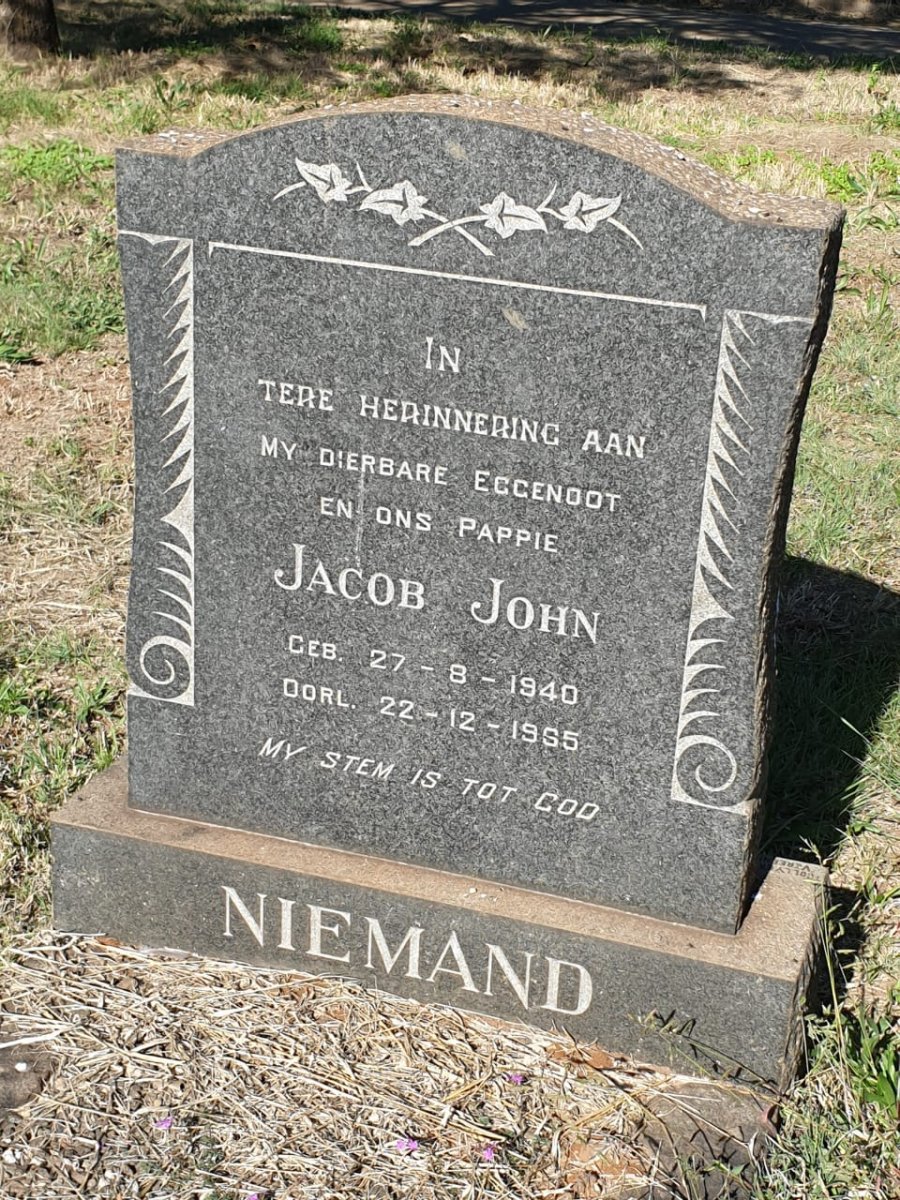NIEMAND Jacob John 1940-1965