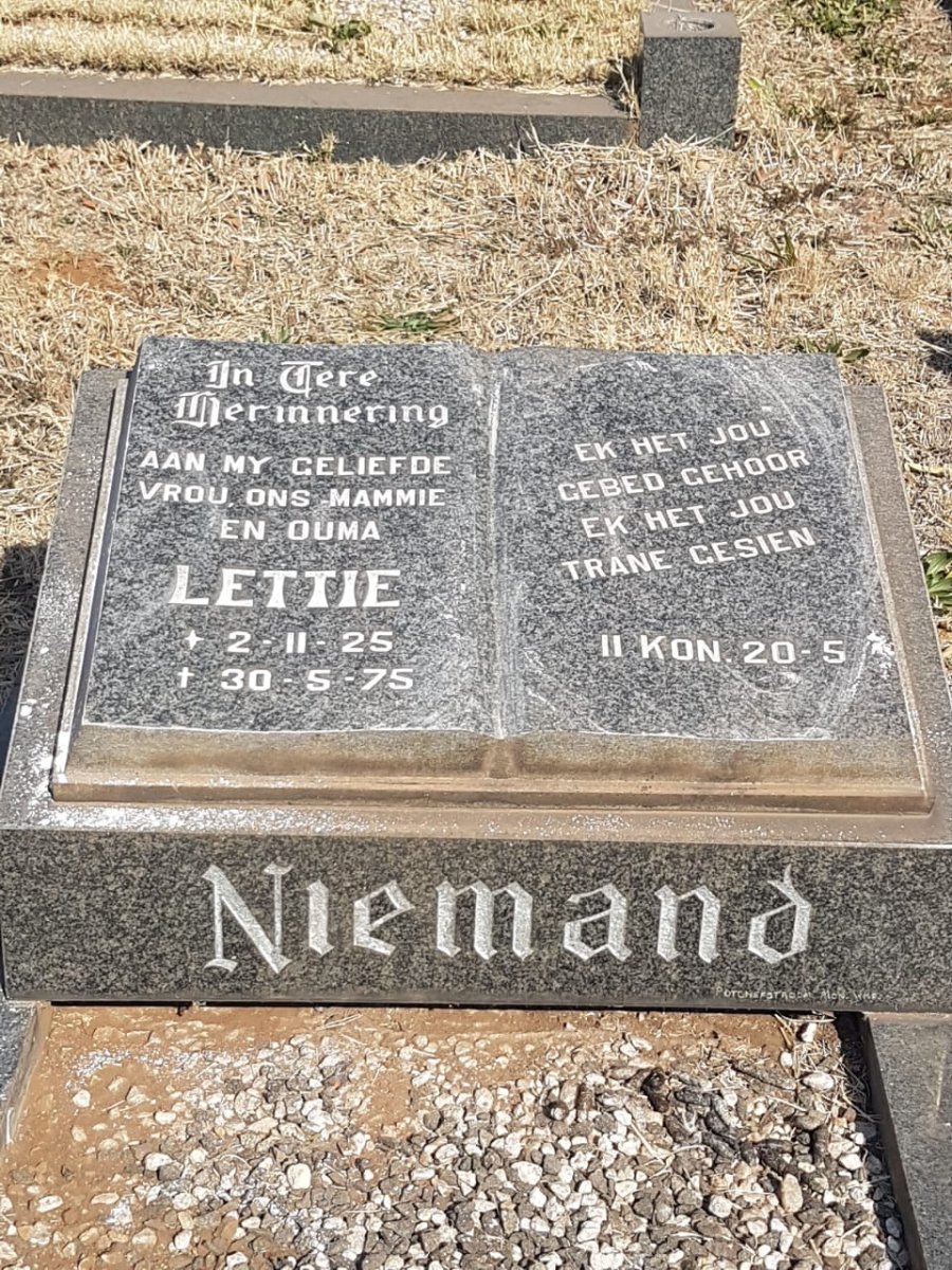 NIEMAND Lettie 1925-1975