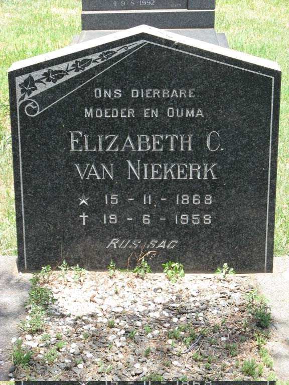 NIEKERK Elizabeth C., van 1868-1958