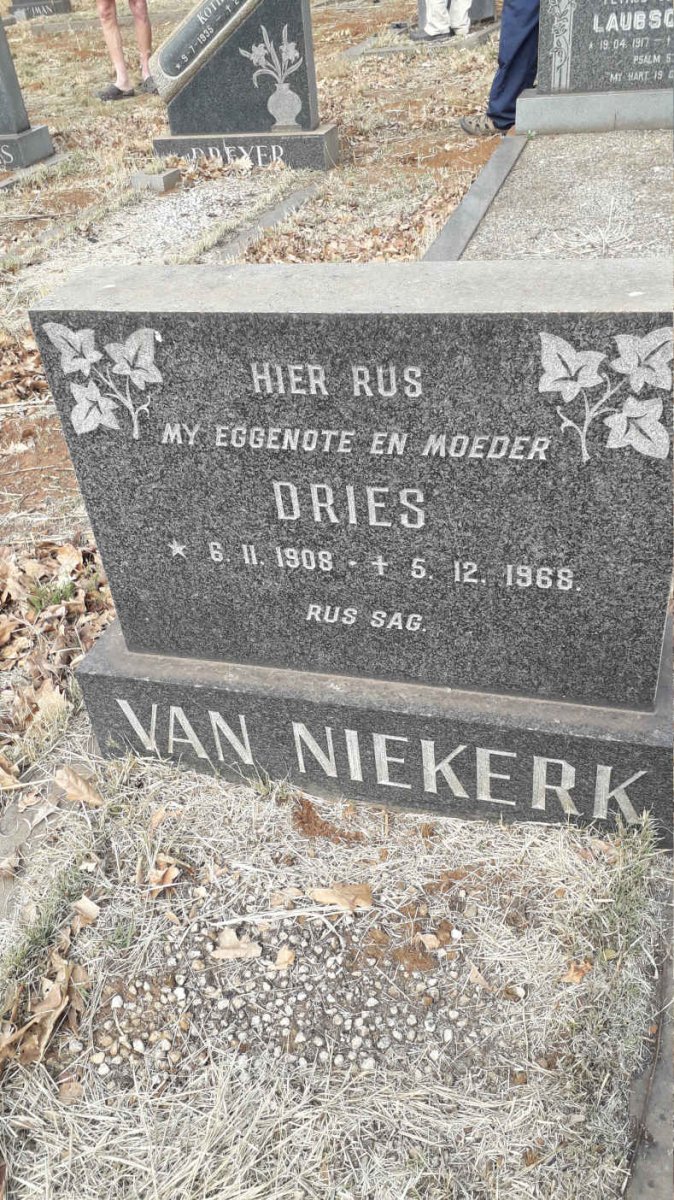 NIEKERK Dries, van 1908-1968