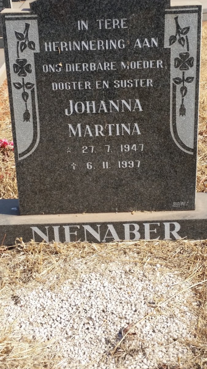 NIENABER Johanna Martina 1947-1997