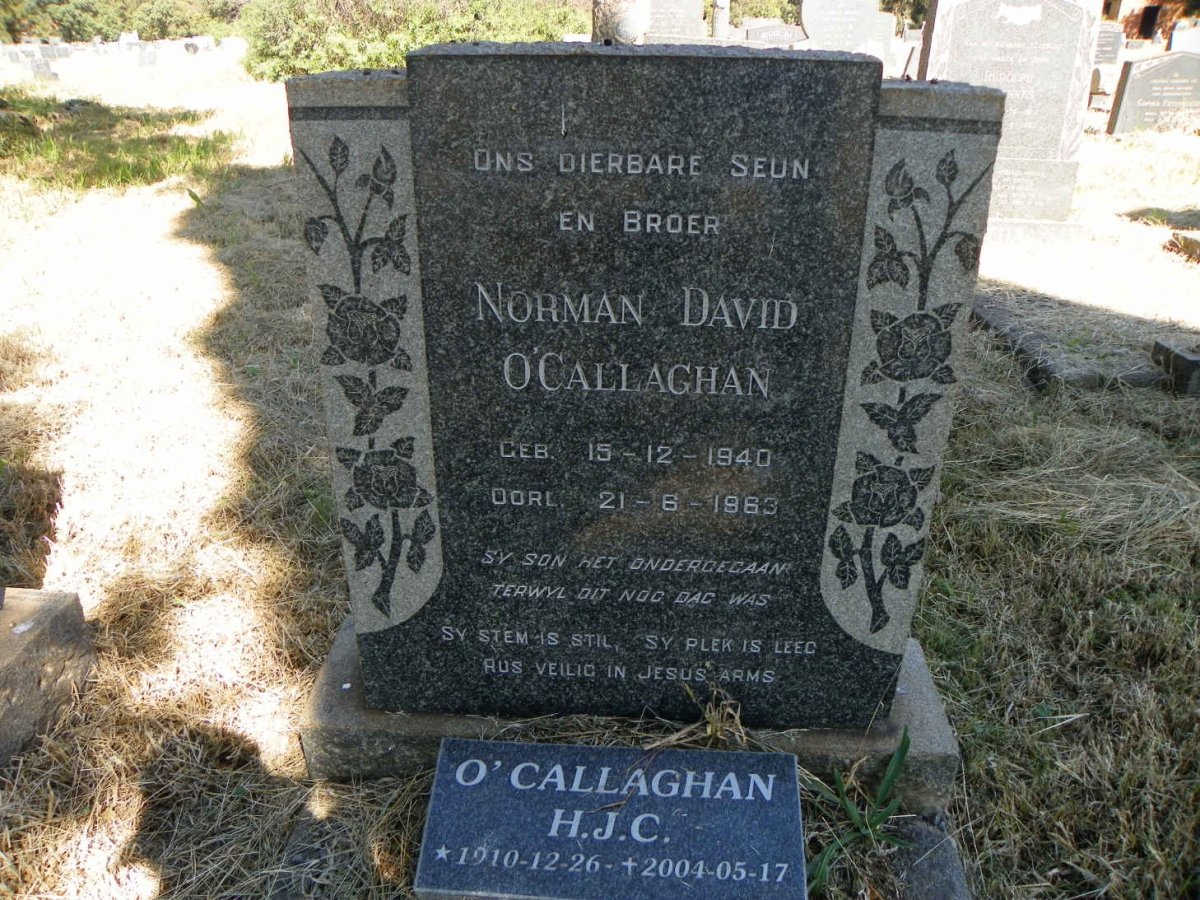 O'CALLAGHAN H.J.C. 1910-2004 :: O'CALLAGHAN Norman David 1940-1963