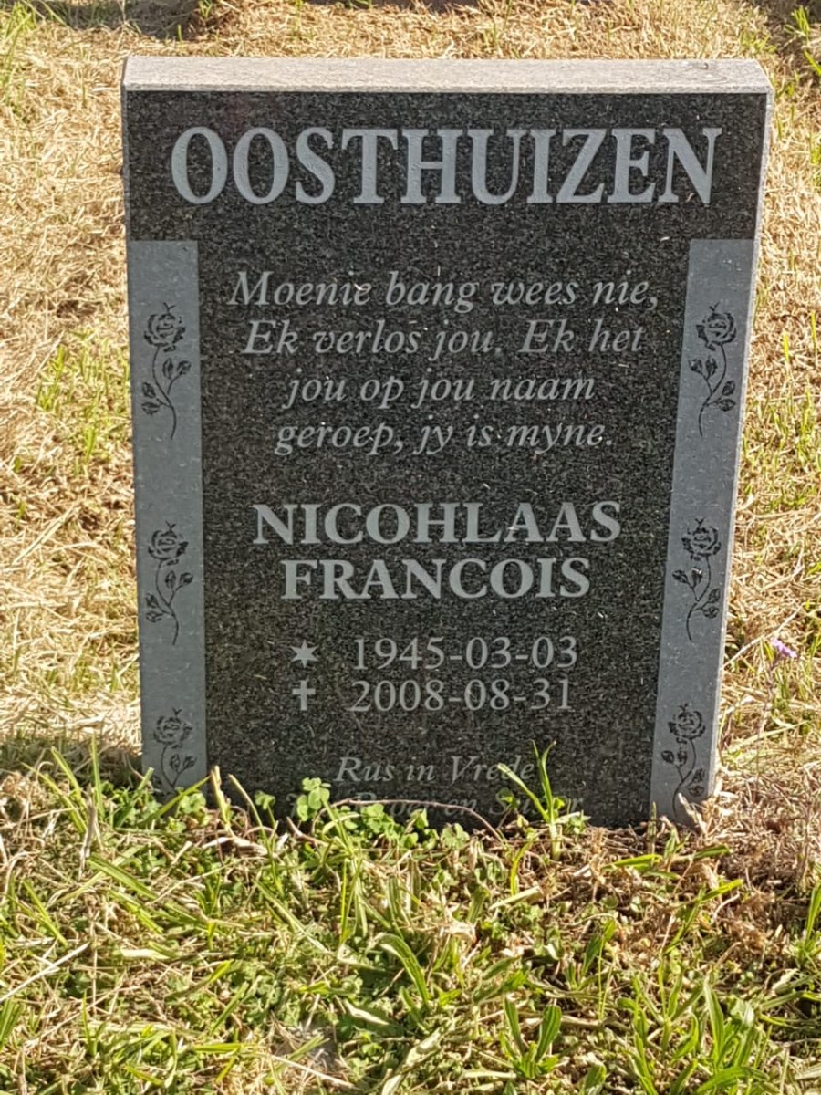 OOSTHUIZEN Nicholaas Francois 1945-2008