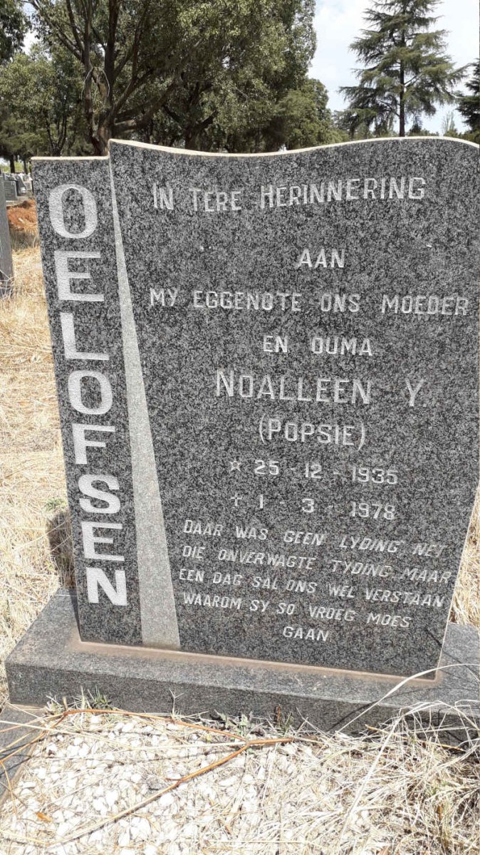 OELOFSEN Noalleen Y. 1935-1978