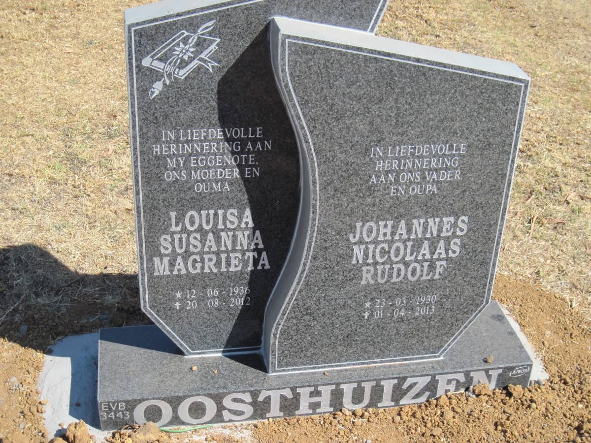 OOSTHUIZEN Johannes Nicolaas Rudolf 1930-2013 &amp; Louisa Susanna Magrieta 1936-2012