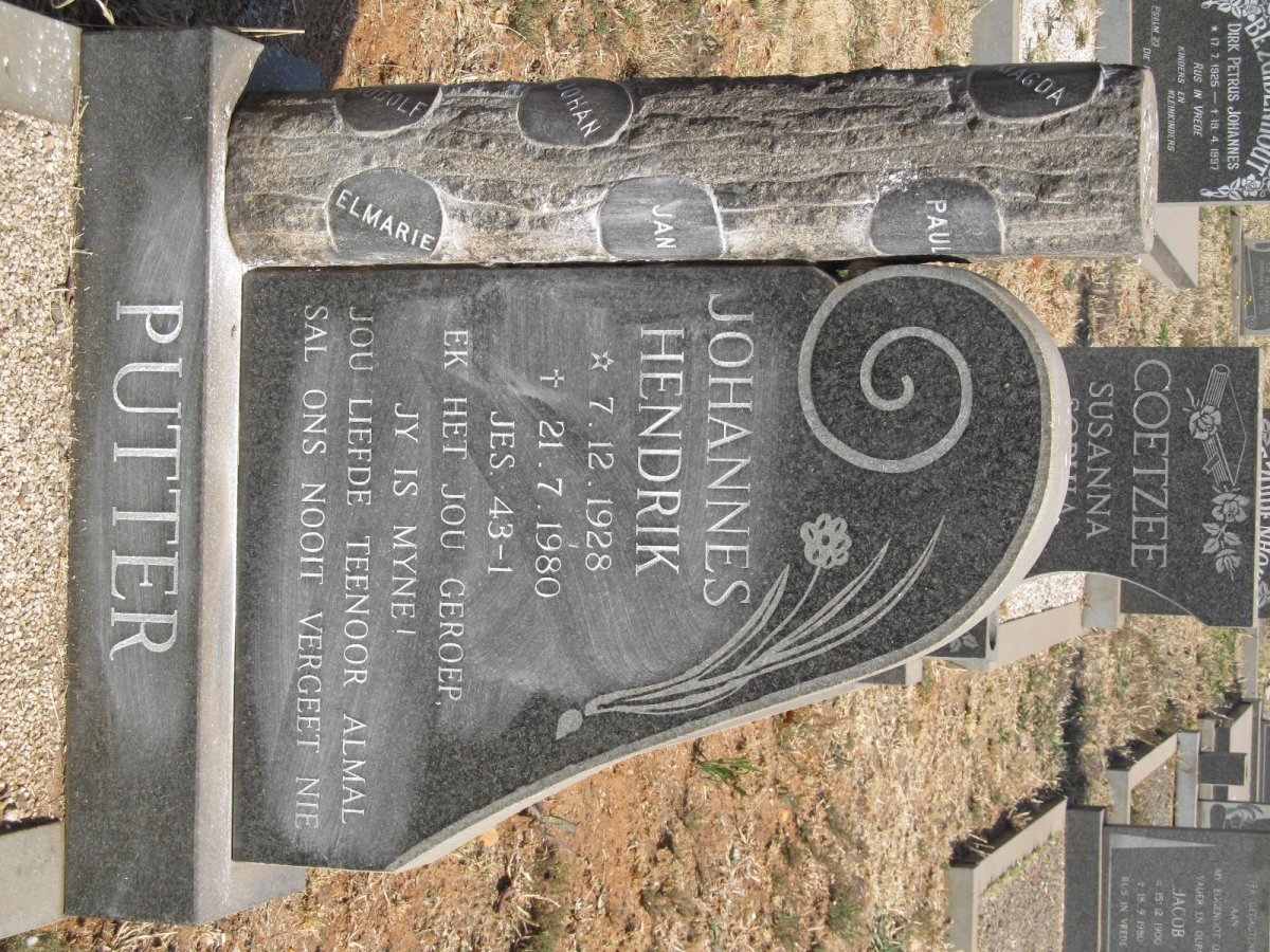 PUTTER Johannes Hendrik 1928-1980