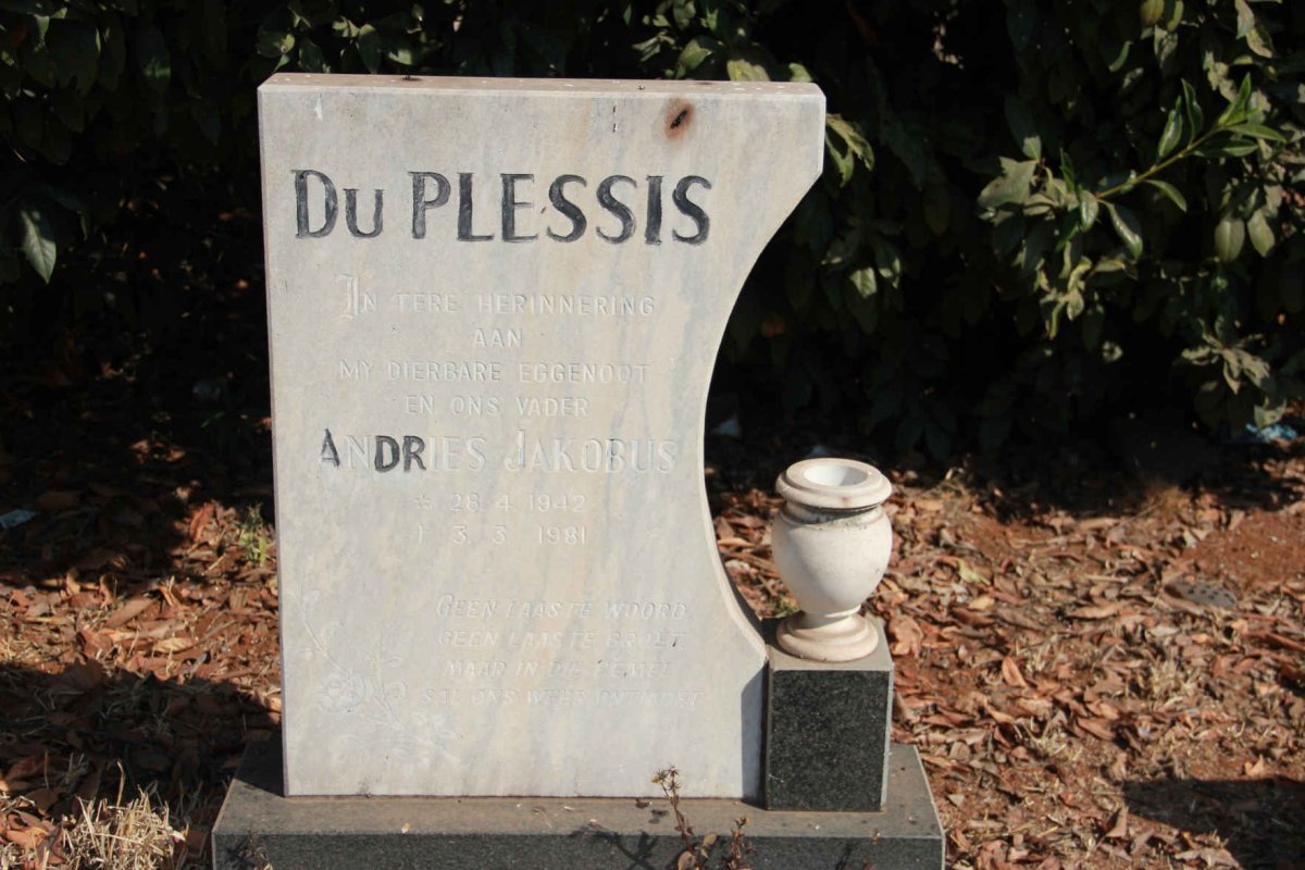 PLESSIS Andries Jakobus, du 1942-1981