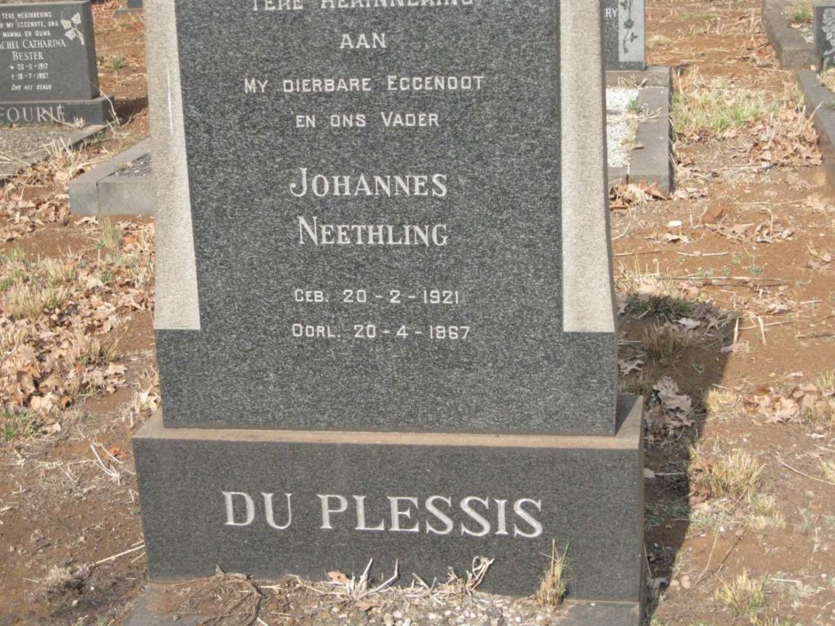 PLESSIS Johannes Neethling, du 1921-1967