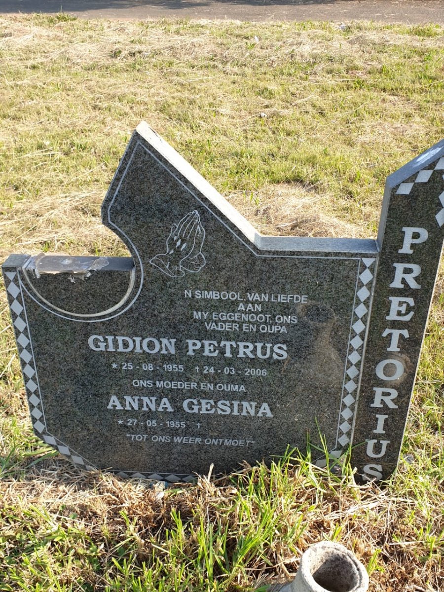 PRETORIUS Gidion Petrus 1955-2006 &amp; Anna Gesina 1955-