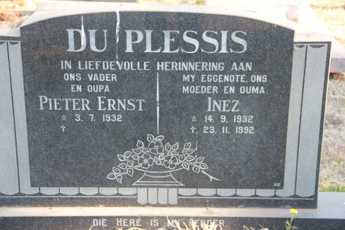 PLESSIS Pieter Ernst, du 1932- &amp; Inez 1932-1992