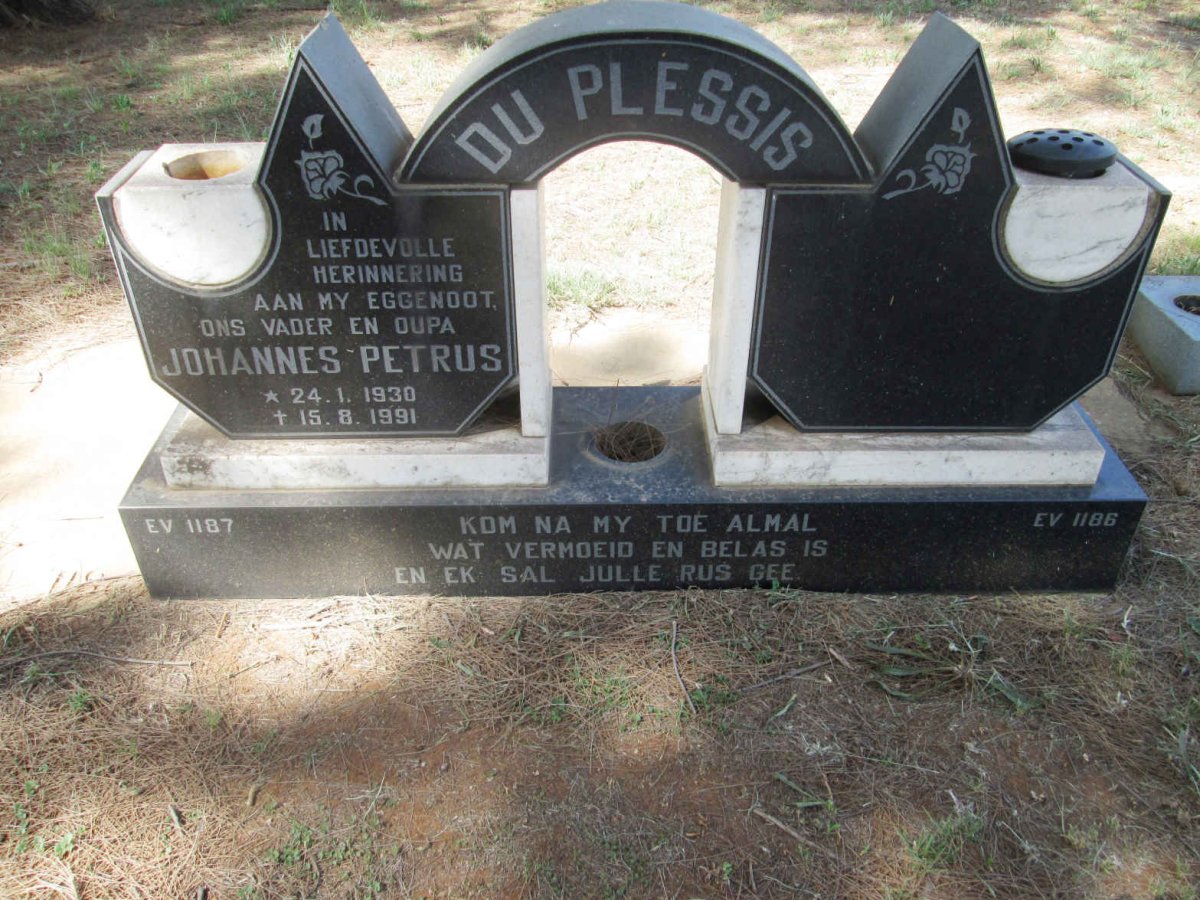 PLESSIS Johannes Petrus, du 1930-1991