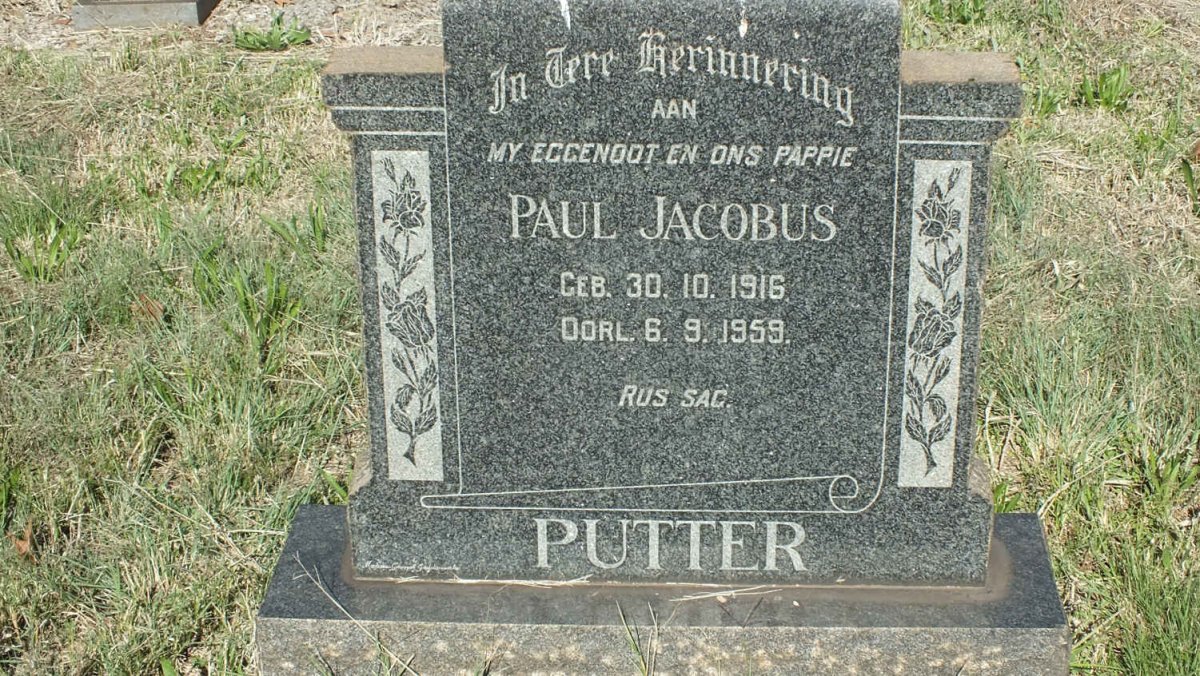 PUTTER Paul Jacobus 1916-1959