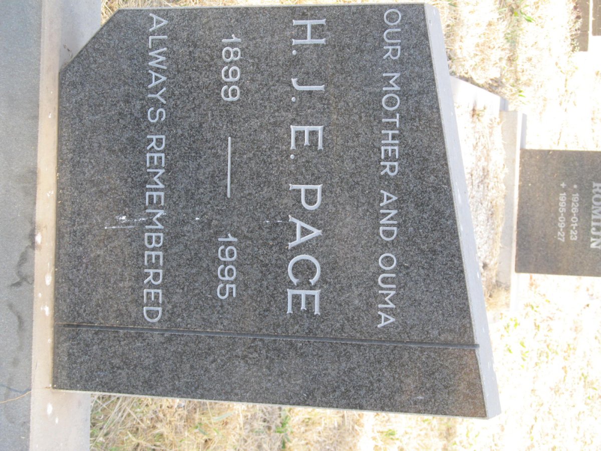 PACE H.J.E. 1899-1995