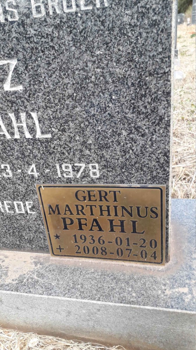 PFAHL Gert Marthinus 1936-2008