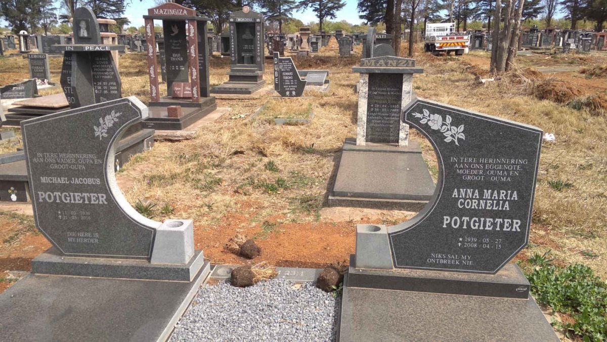 POTGIETER Michael Jacobus 1935-2016 &amp; Anna Maria Cornelia 1939-2008