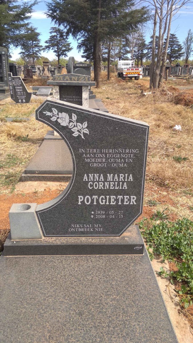 POTGIETER Michael Jacobus 1935-2016 &amp; Anna Maria Cornelia 1939-2008