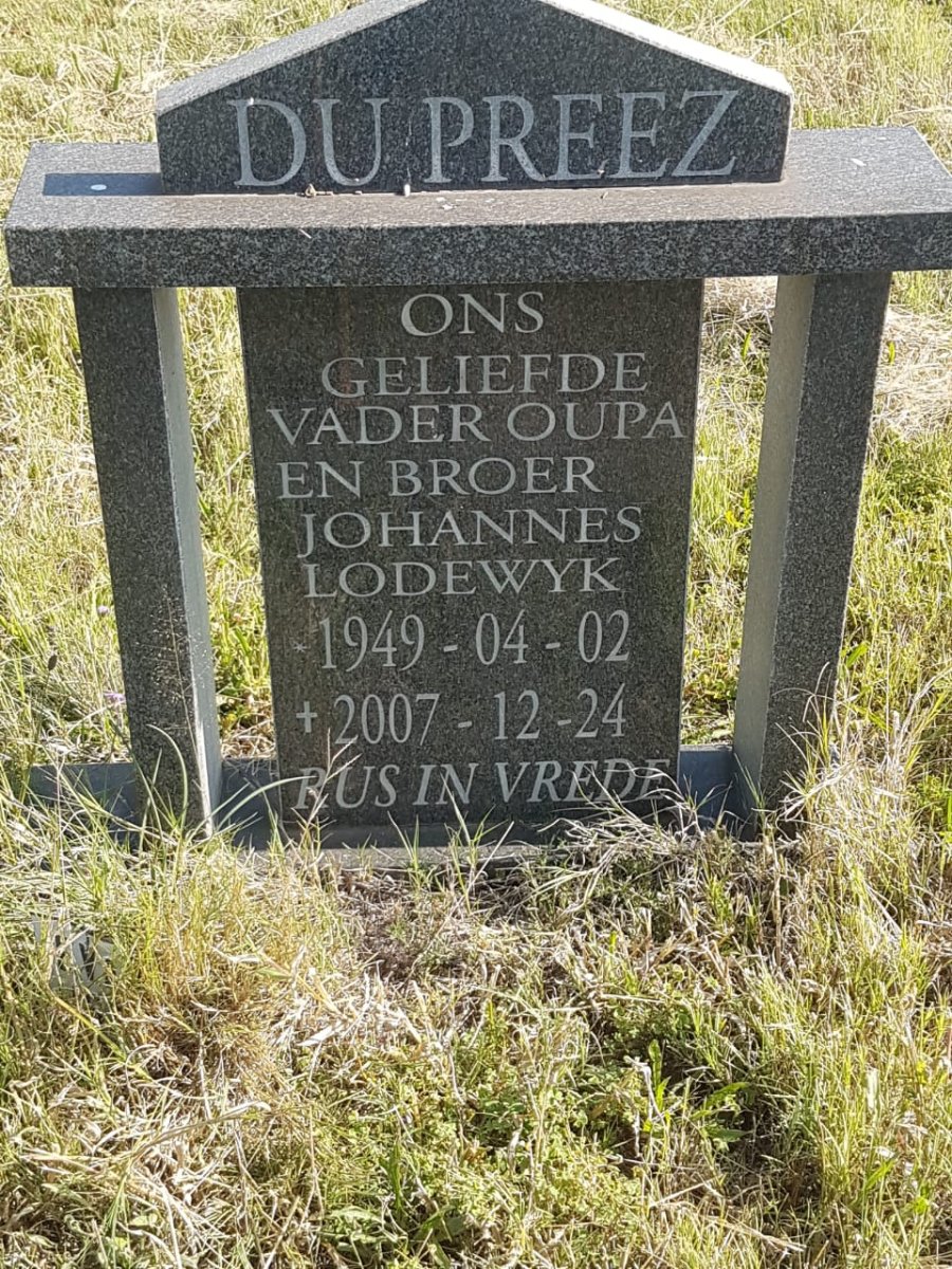 PREEZ Johannes Lodewyk, du 1949-2007
