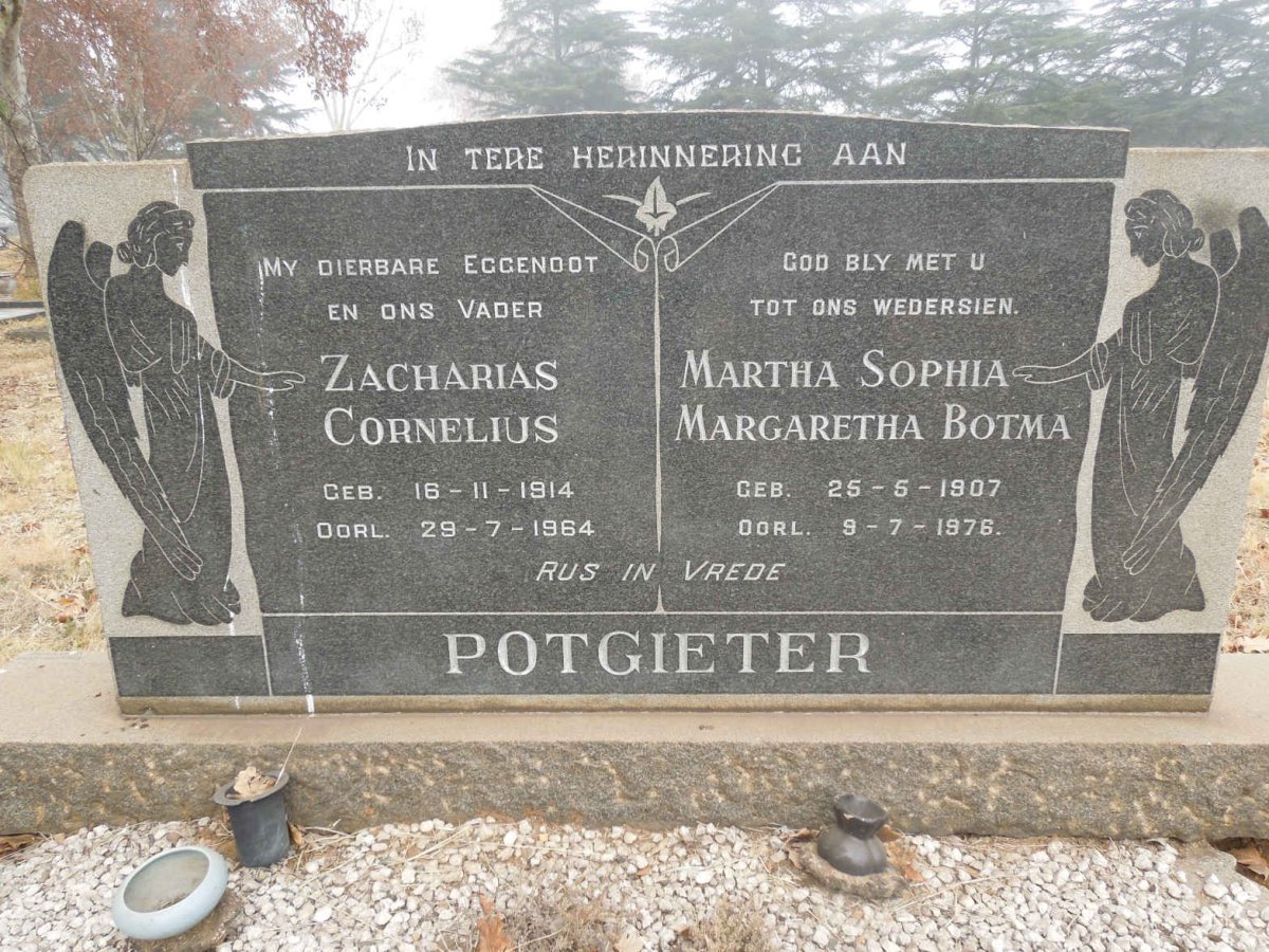 POTGIETER Zacharias Cornelius 1914-1964 &amp; Martha Sophia Margaretha BOTMA 1907-1976