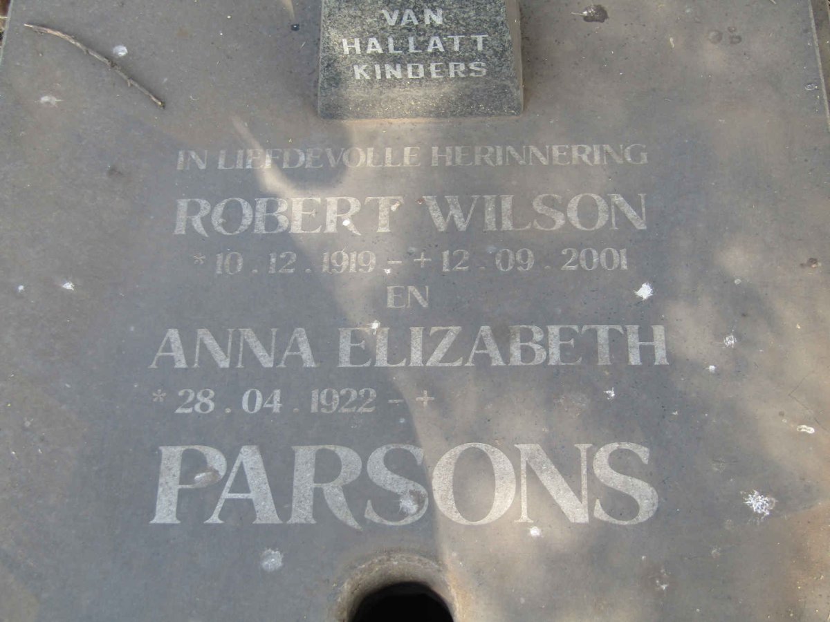 PARSONS Robert Wilson 1919-2001 &amp; Anna Elizabeth 1922-