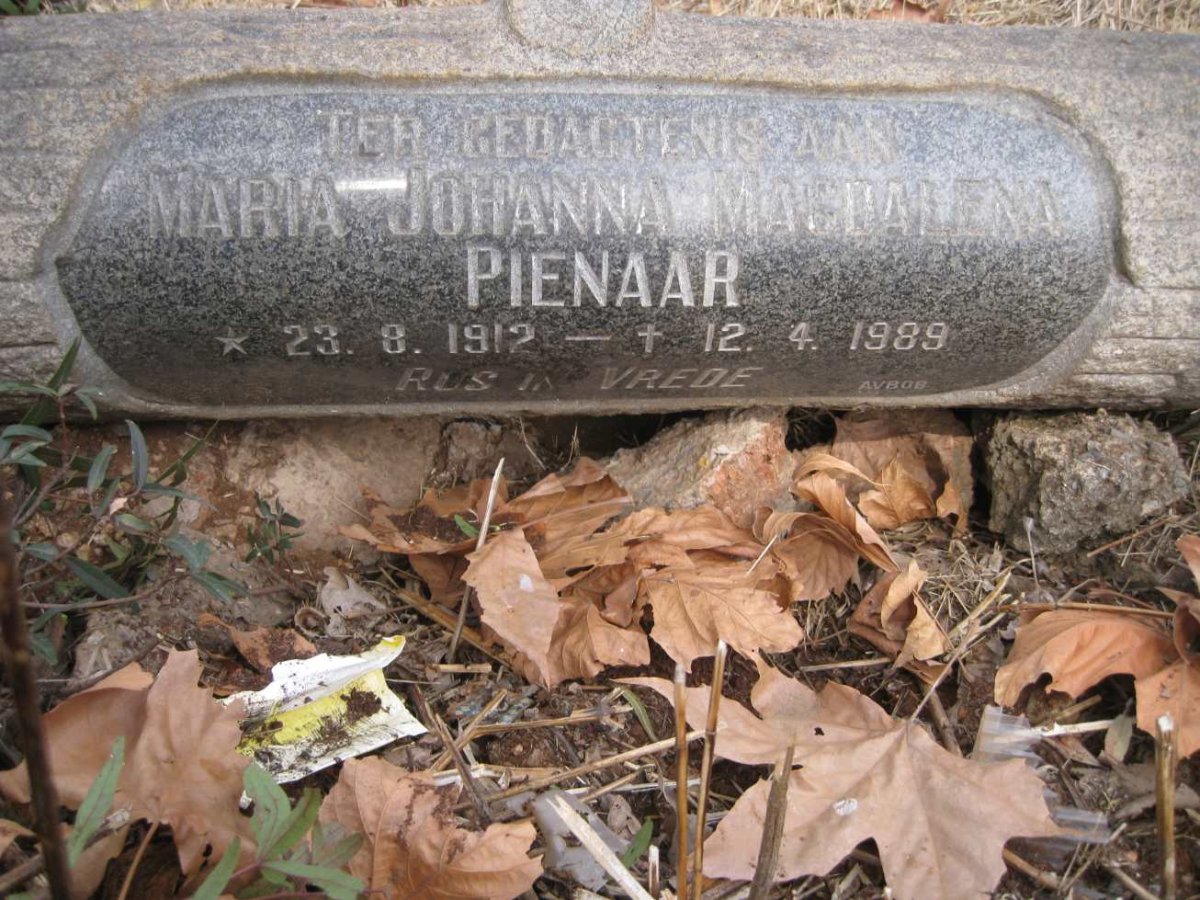 PIENAAR Maria Johanna Magdalena 1912-1989