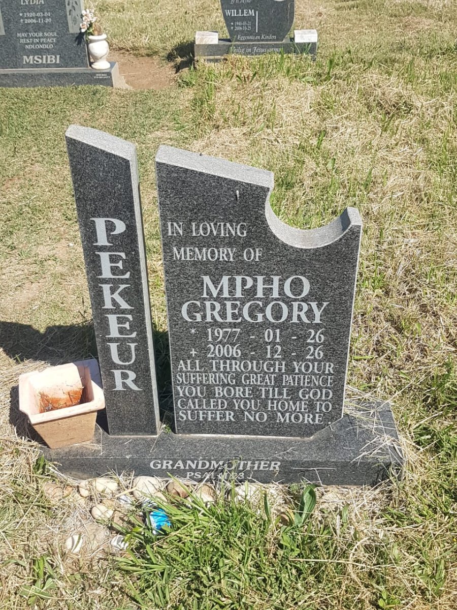 PEKEUR Mpho Gregory 1977-2006