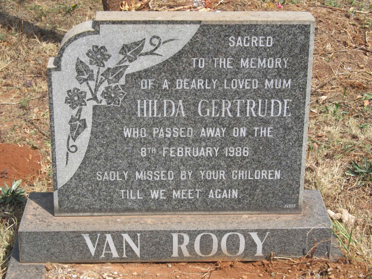 ROOY Hilda Gertrude, van -1986
